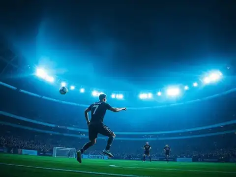 Packed football stadium under floodlights during a live sports match streamed on MSS Prime IPTV